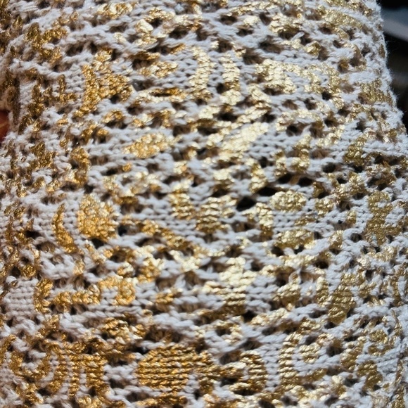 Charter Club Sweater Women L Tan Floral Cardigan Retro Western Boho Festival 80s - Picture 8 of 9